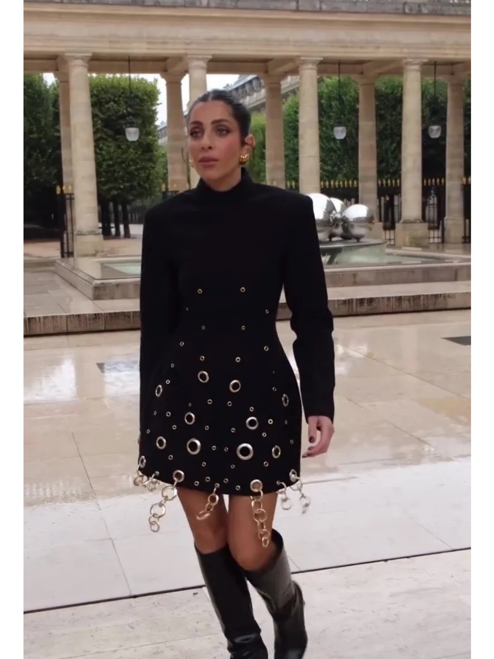 Black Eyelet-Trim Mini Dress - Women's Fashion